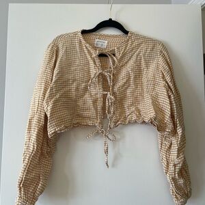 Boheme Gingham Tie-Front Blouse